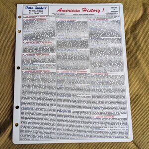 American History 1 Data Guides Plastic Reference Chart By Henry F. Graff 1956